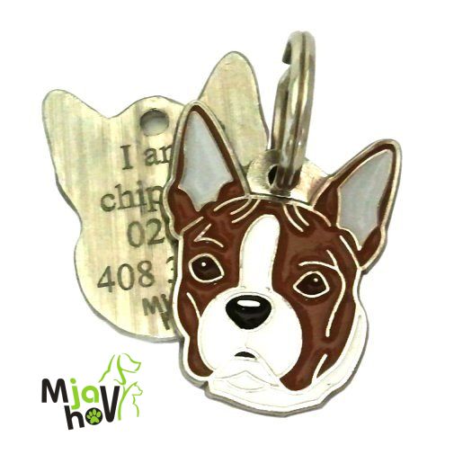 ID-brikker-boston-terrier-tigring-gravert.jpg personlige ID-brikker MjavHov - graverte, online